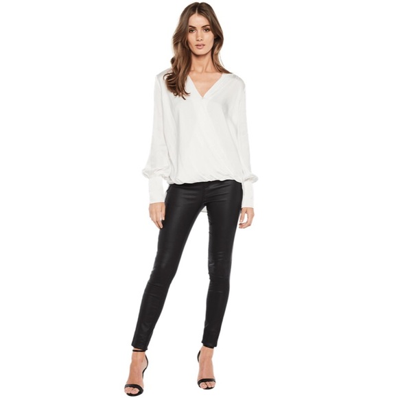 Bardot Laia Ivory Wrap Blouse Shirt size 8 or Medium - Picture 3 of 11